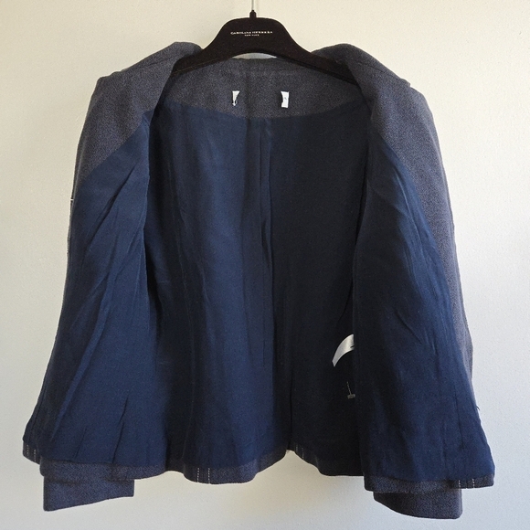 New CAROLINA HERRERA 3/4 Sleeve Gray/White Evening Jacket NWOT Size Petite - Picture 8 of 8